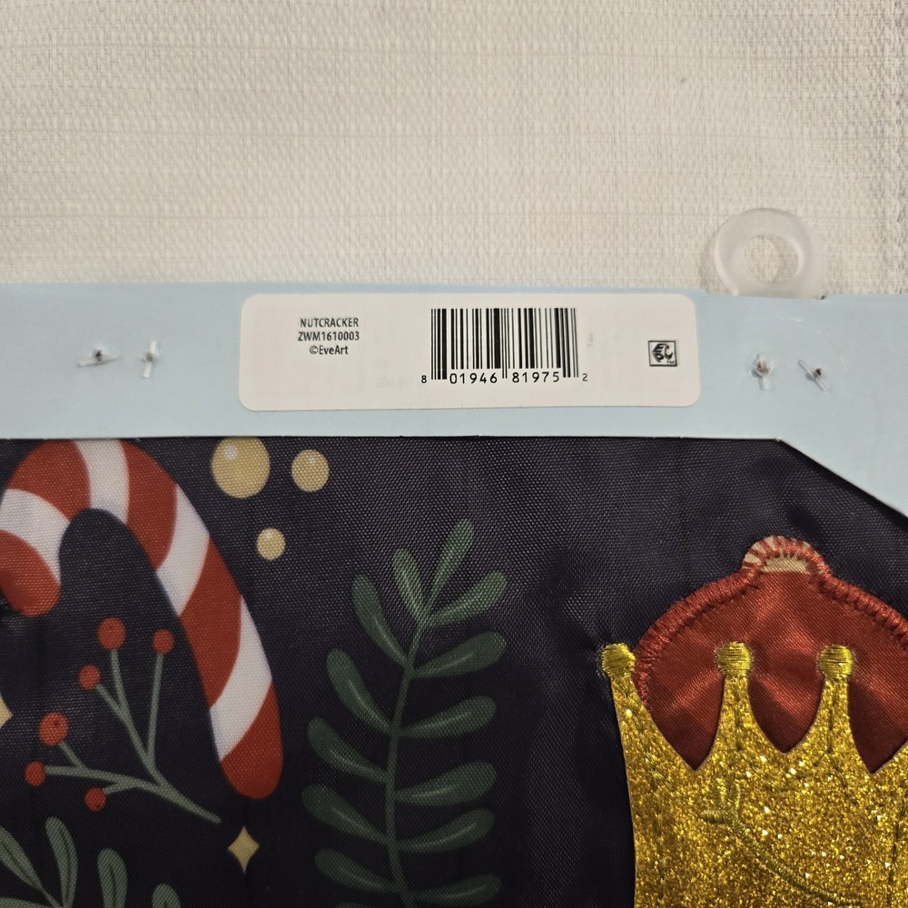 NWT Hand Stitched Embroidered Small Yard Flag Christmas Nutcracker 11.5" X 18"‎ - Picture 7 of 7